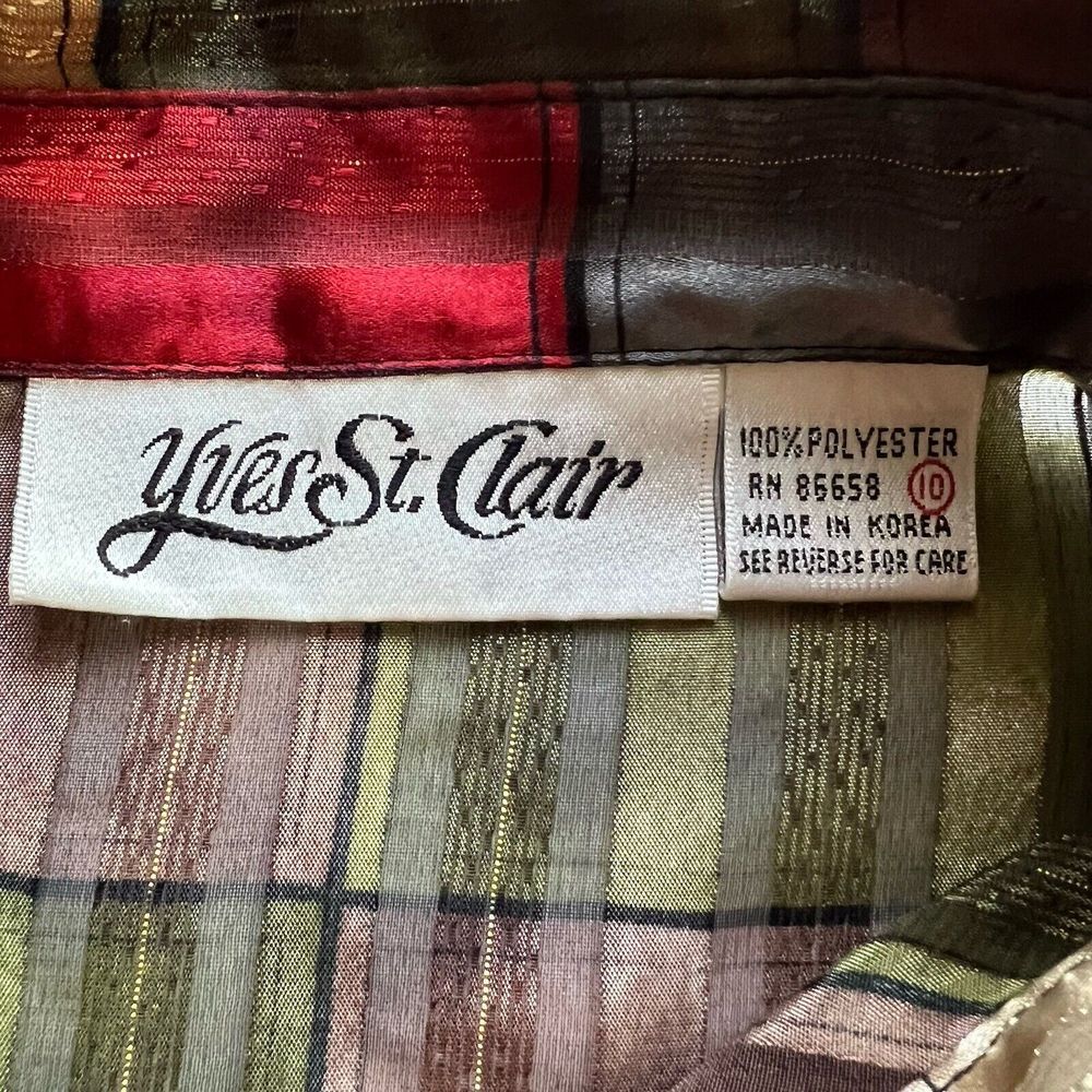 Yves St Clair Women's 10 Semi Sheer Collar Vintage Secretary Blouse Top As Is - Picture 9 of 10